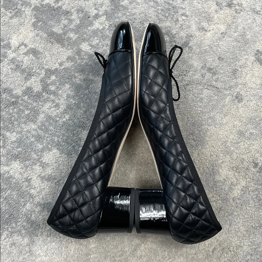 Paul Mayer Attitudes Titou Cap Toe Pump Black Quilted Leather Sz 10